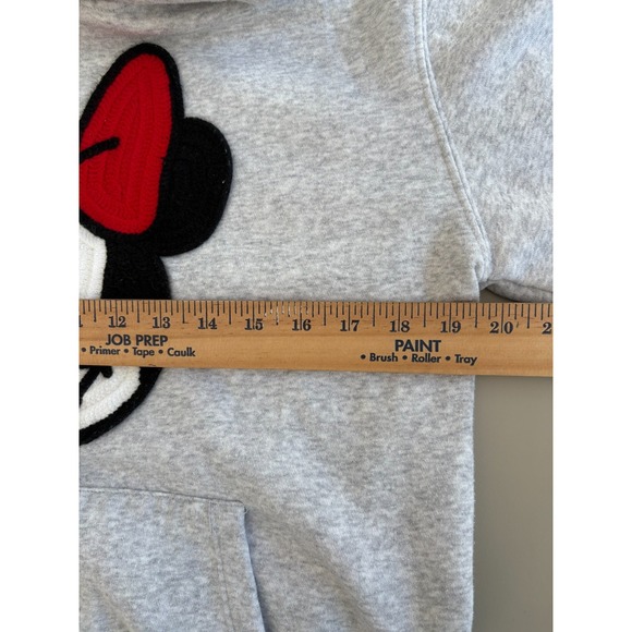 MINNIE MOUSE Disney Embroidered FACE Hoodie Grey Hooded Sweatshirt - Picture 5 of 6